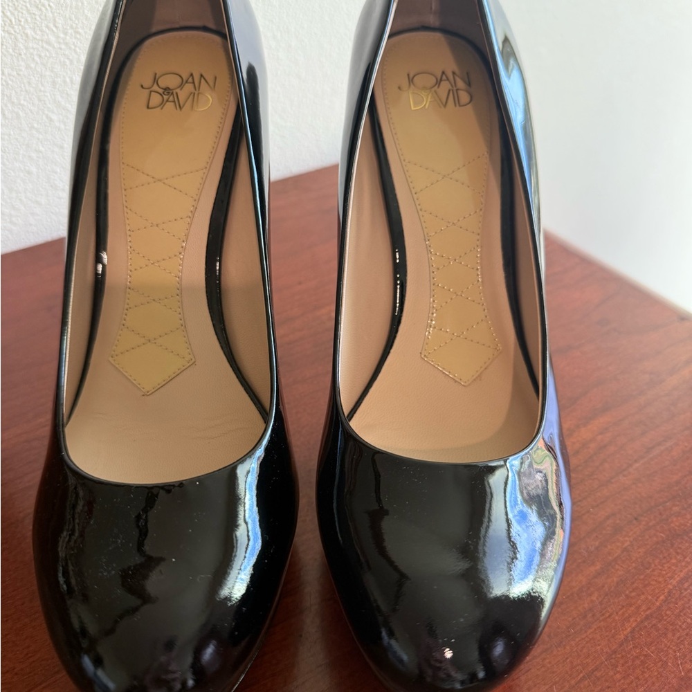Joan & David Glossy Black Heels